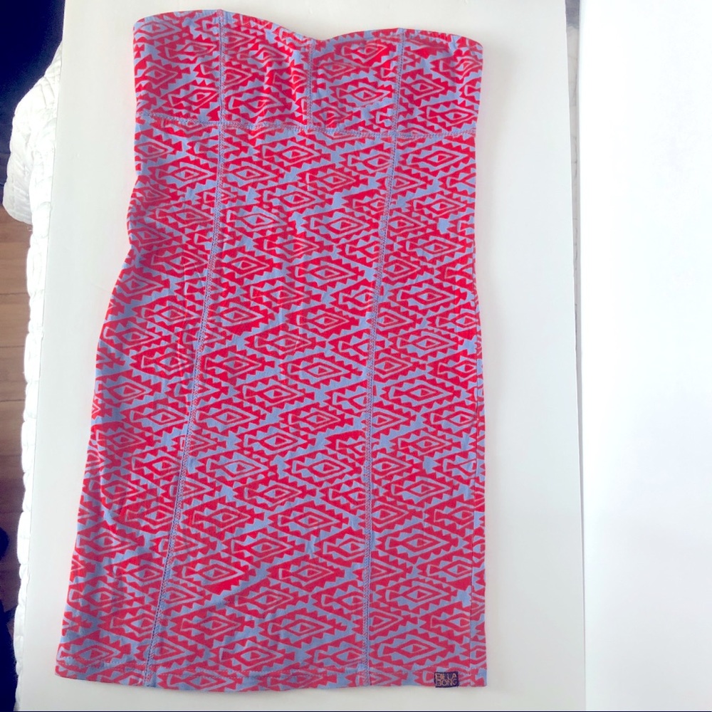 BILLABONG STRAPLESS TRIBAL PRINT BODYCON DRESS